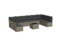 Maison Exclusive - Set De Sofás De Jardín 11 Pzas Y Cojines Ratán Sintético Gris