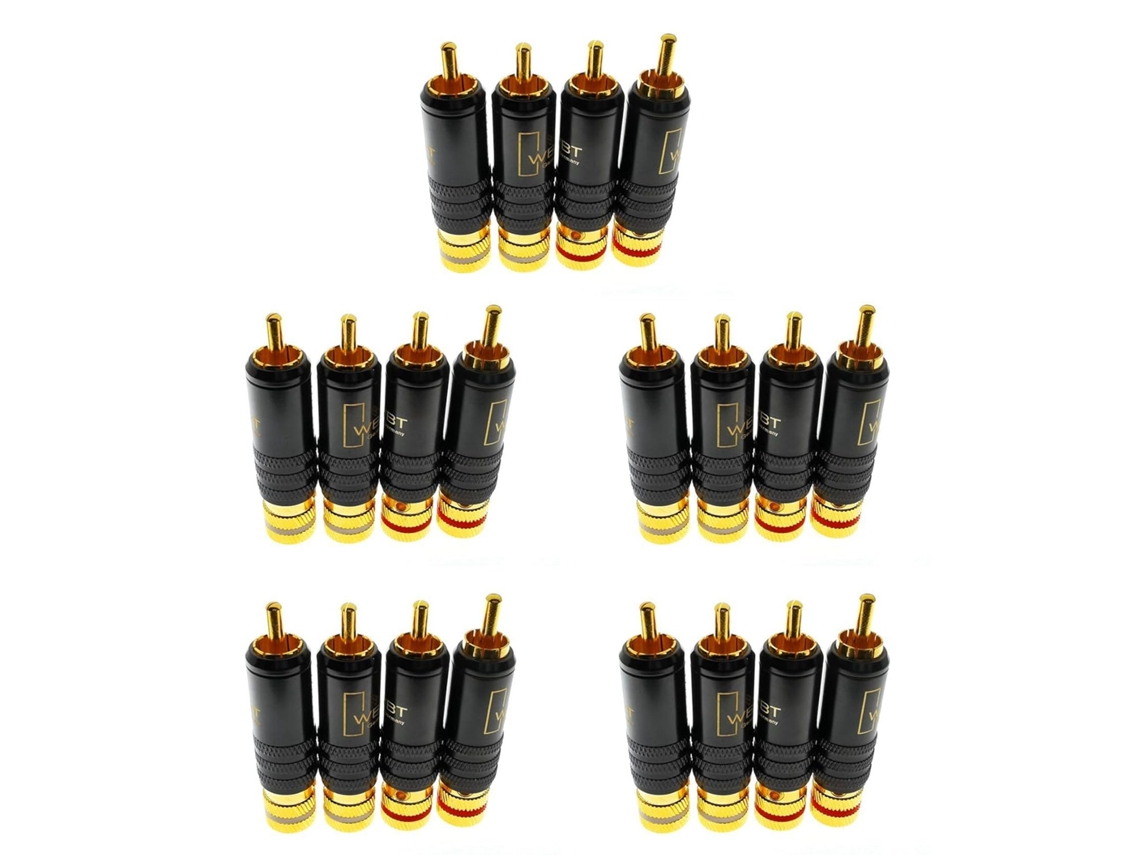 Wbt-0144 Paquete De 20 Conectores Enchufables Chapados En Oro Para Audio Y Video Av Macho