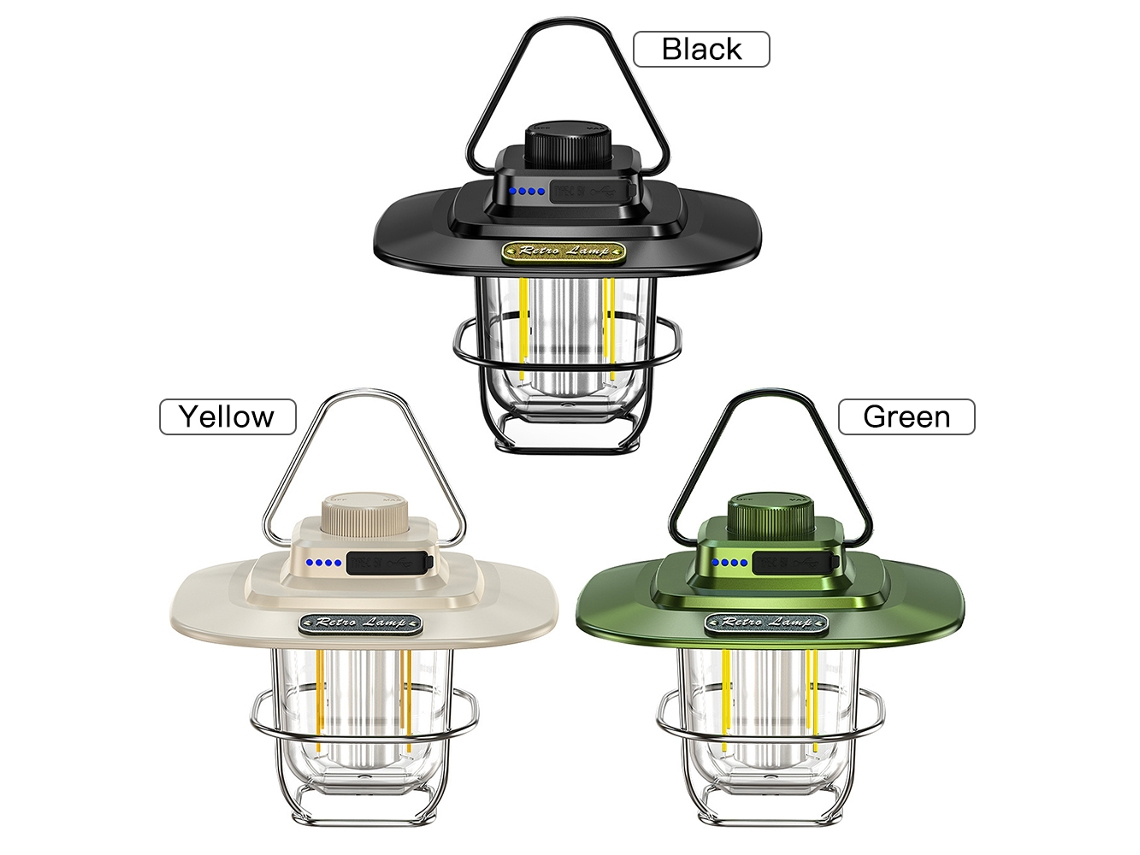Lámpara de camping LED recargable e impermeable de estilo vintage