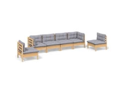 Maison Exclusive - Juego De Muebles De Jardín 6 Pzas Y Cojines Madera Maciza Pino
