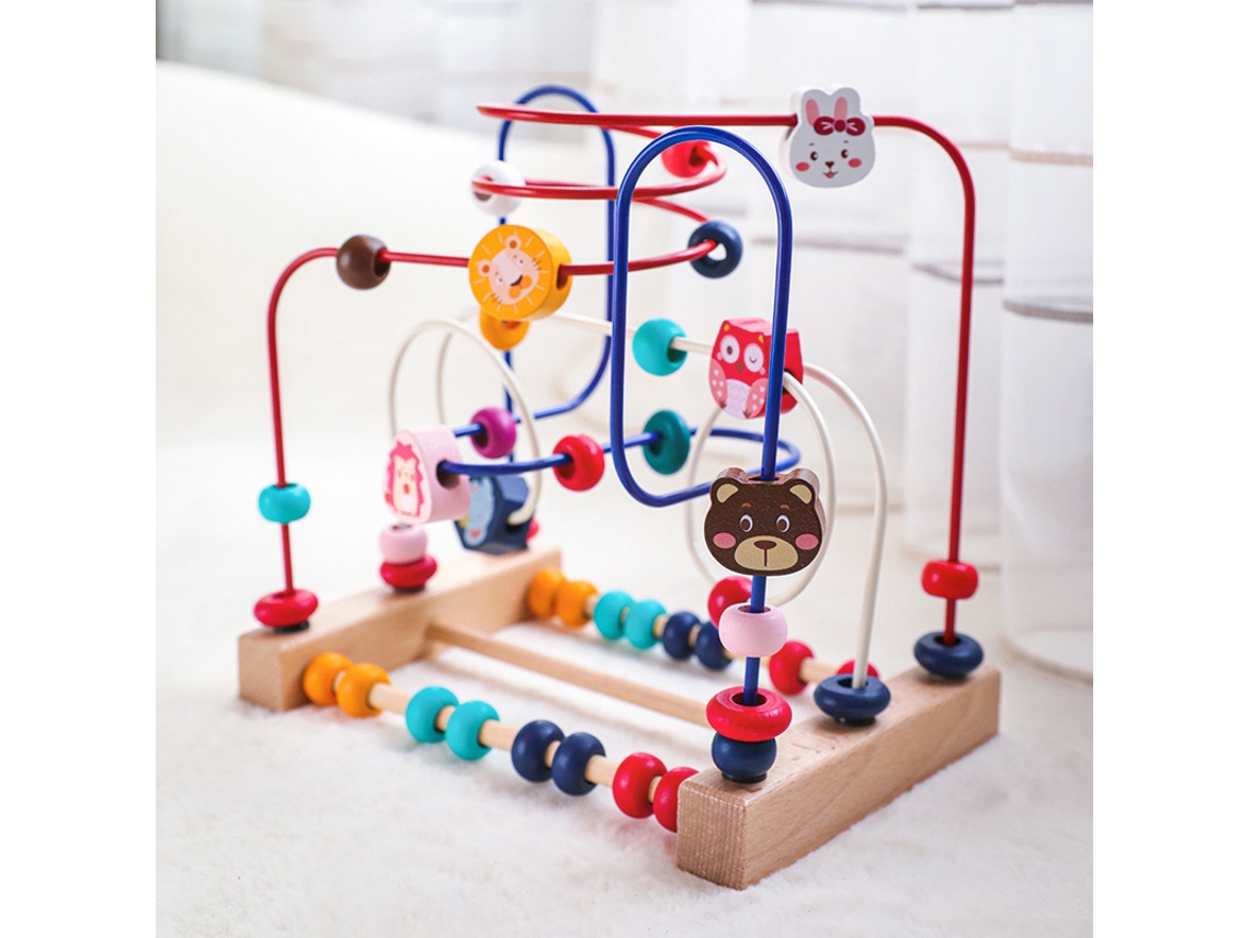 Ats-juguete De Laberinto De Perlas De Madera Para Bebés Y Niños Pequeños, Carrusel De Perlas Educatsivo Para Practicar Coordinación Con Diseño Animal