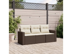Conjunto de sofá de jardín de 3 piezas con cojines de mimbre marrón de DKD Home Decor