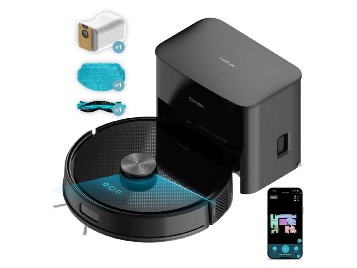 Cecotec Conga Y50 X Treme - Robot aspirador y fregador de suelos con base autovalvulada. Navegación láser y potencia de succión de 5000 Pa.