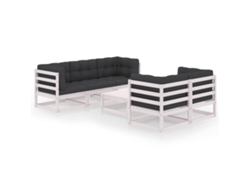 Conjunto de salón de jardín de 6 piezas con cojines de pino macizo Dkd Home Decor