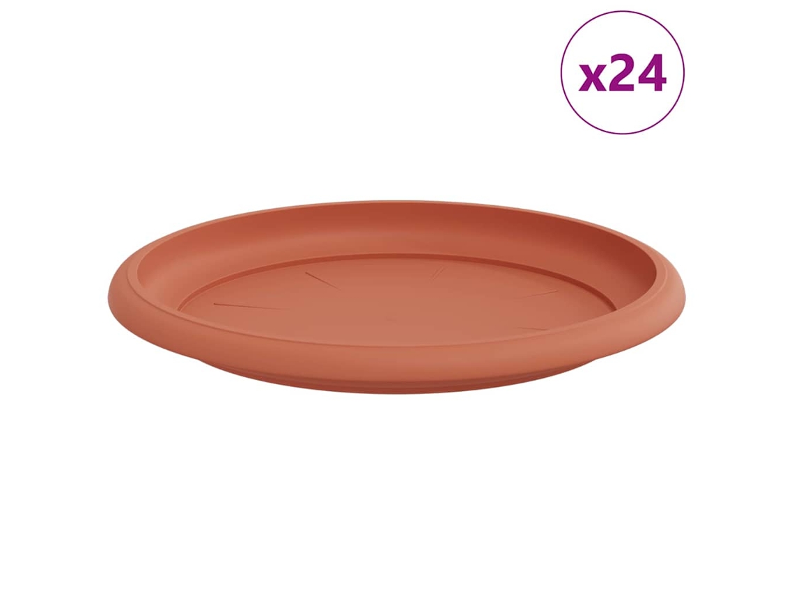 Bandeja redonda para flores, 24 unidades, color rojo ladrillo, Ø 14 x 2 cm, VIDAXL
