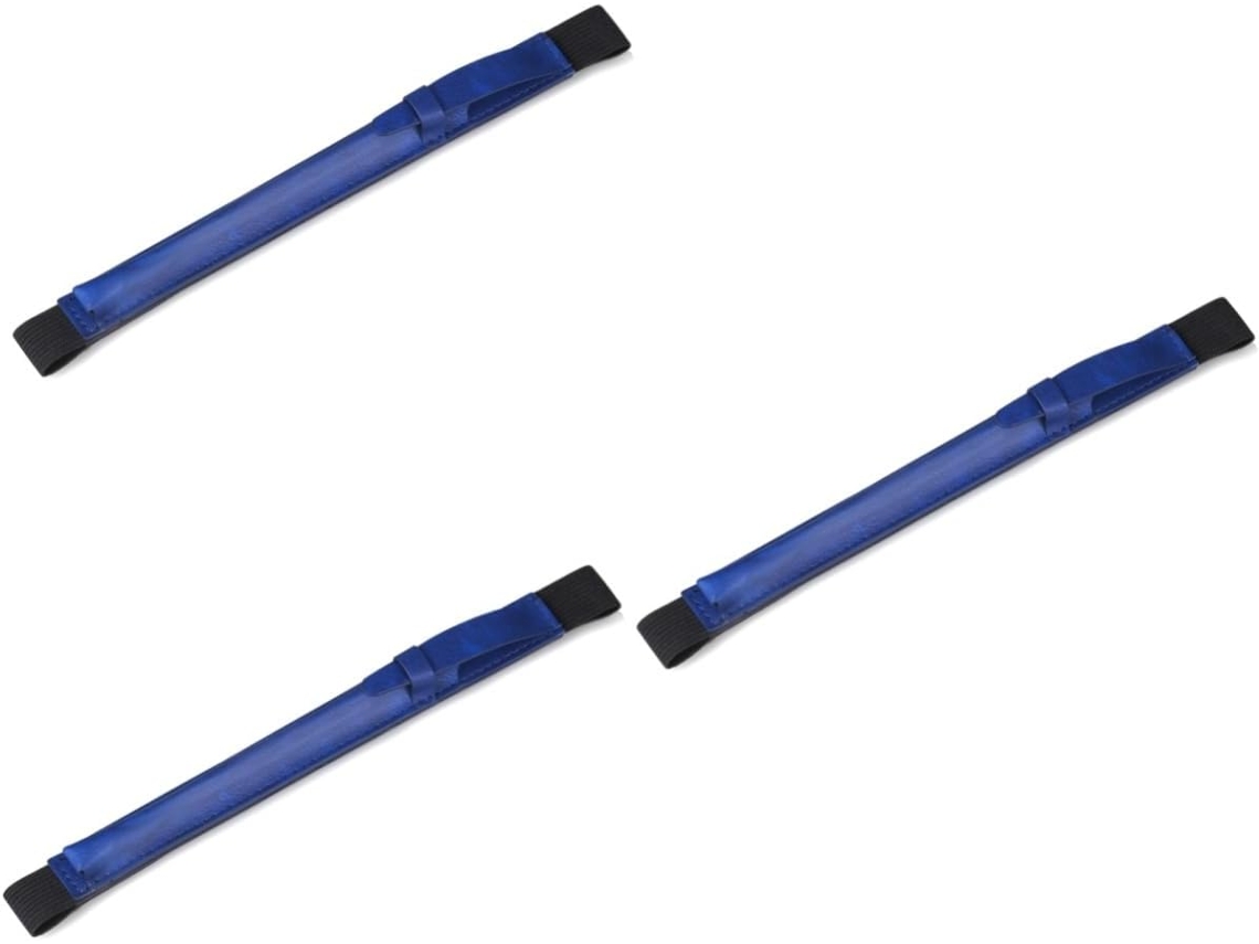 Soporte Elástico De 3 Piezas De Cuero Sintético Para Lápices Pencil Pro Case, Color Azul.