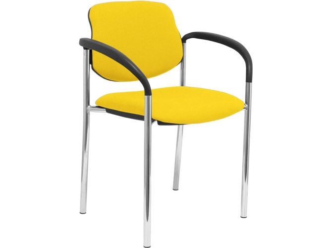 Silla de Confidente PIQUERAS Y CRESPO Villalgordo Amarillo y Chasis Cromo (Brazos)