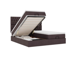 Maison Exclusive - Estructura Cama Otomana Colchones Tela Marrón Oscuro 180x200cm