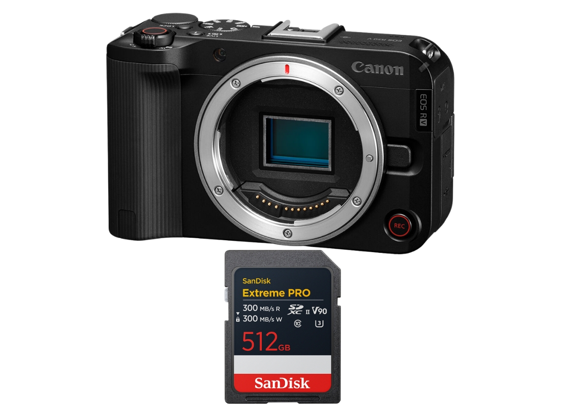 Canon Eos R50 V + 1 Sandisk 512gb Extreme Pro Uhs-ii Sdxc + Ebook “20 Consejos Para Fotos Que Impactan”