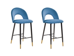 Conjunto de 2 cadeiras de bar BELIANI Falton de Veludo Azul 48x49x98