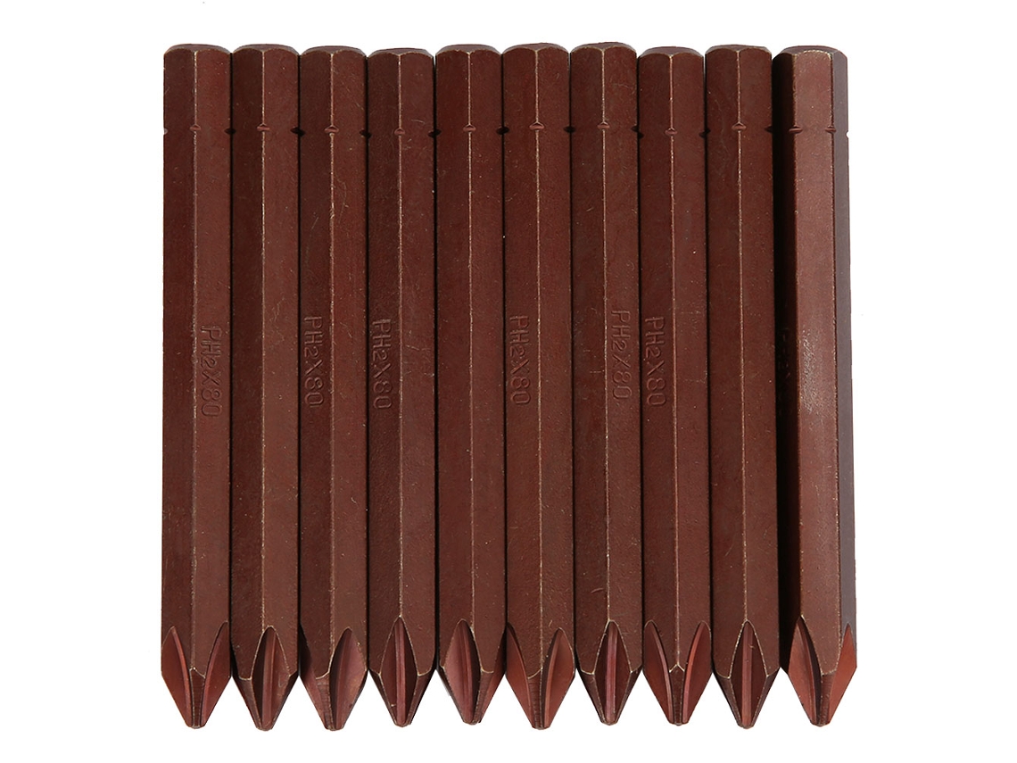 Destornillador de cruz magnético con punta de acero aleado, herramienta de impacto manual (10 piezas de 80 mm)