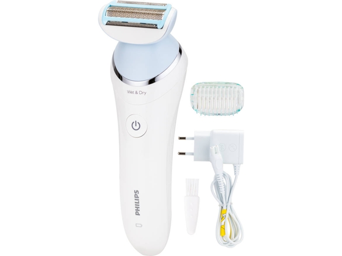 Depiladora Philips Brl13000 blanca 8v 1 hora afeitadora femenina advanced uso en seco y con una cuchilla mango blancoazul claro corte multizonas recargable facial 13000 rasuradora wet&dry incluye accesorio brl130