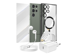 Pack Esencial Para Galaxy S23 Ultra Funda, Protector, Cargador, Auriculares (5 Piezas)