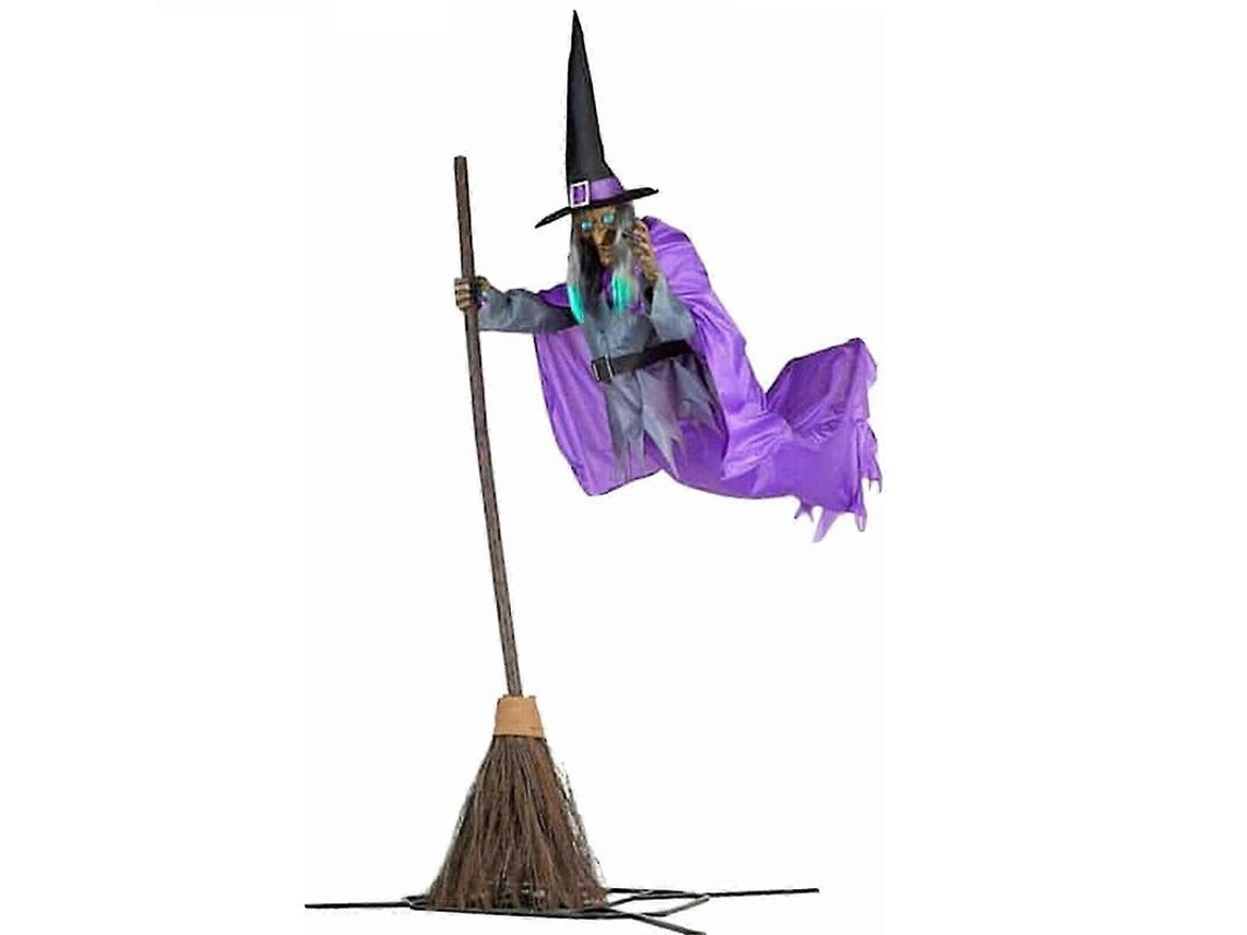 Decoración De Halloween Para Exteriores: Bruja Animada Flotante De 3,6 Metros Con Sonido Para Jardín, Patio O Césped.