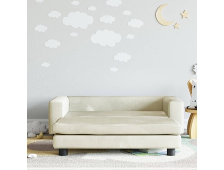 Sofá para niños con reposapiés terciopelo crema 100x50x30 cm VIDAXL