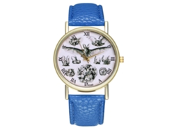 Reloj Unisex De Cuarzo Con Correa De Piel Sintética, Estilo Moderno, Azul Marino.