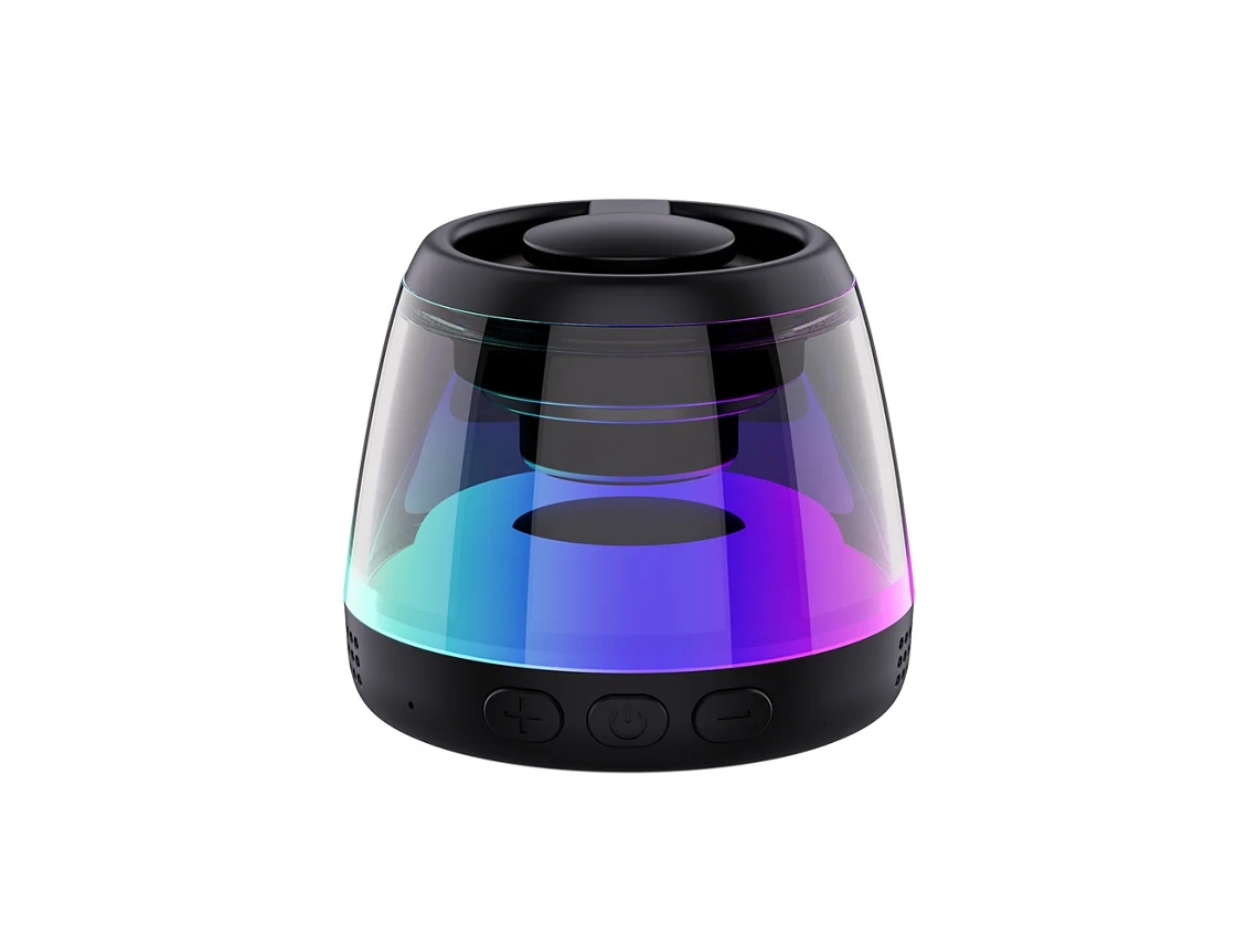Altavoz estéreo Bluetooth magnético MDUG con iluminación RGB y soporte para teléfono (negro)