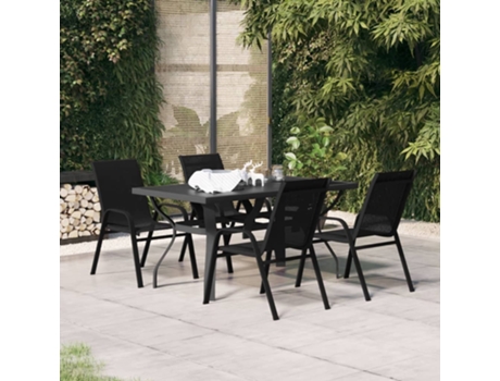 Conjunto 5 de comedor para jardín VIDAXL negro