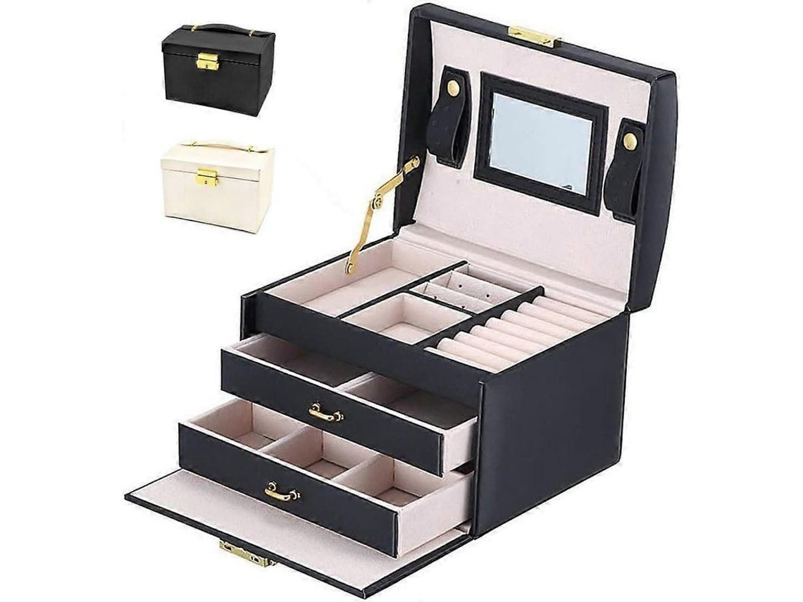 Joyero Con Múltiples Compartimentos Para Relojes, Anillos Y Collares - 3 Niveles