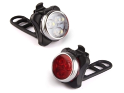 Kit Luces Bicicleta Zd240407-18Zzy Usb Recargable Super Brillante 4 Modos De Luz 2 Cables 2 Cintas Negro BISBISOUS