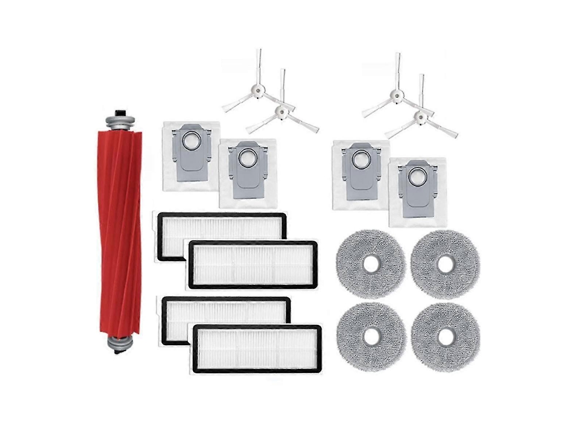 17 piezas para el robot aspirador Q Maxv / P10 Pro: unidad principal, cepillo lateral, filtro, mopas y bolsa para el polvo.
