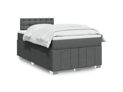 Cama Box Spring Con Colchón Tela Gris Oscuro 120x200 Cm