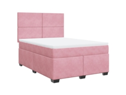 Maison Exclusive - Cama Box Spring Con Colchón Terciopelo Rosa 140x200 Cm