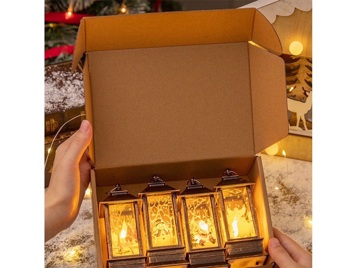 Kit de decoración navideña de 4 piezas de Yuysan - Farolillo navideño pequeño