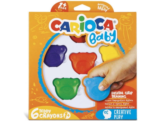 Pack de 6 Lápiz de Cera CARIOCA Baby Teddy (Multicor)