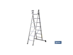 Escalera aluminio doble 9 peldaños 2,50+2,50 mts