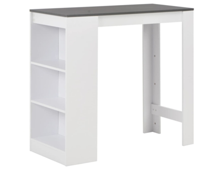 MAISON EXCLUSIVE - Mesa alta de cocina con estantería blanca 110x50x103 cm