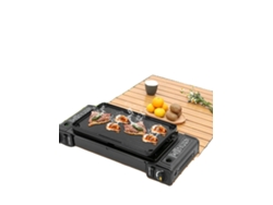 Estufa de camping portátil, quemadores dobles, potencia de fuego ajustable, color negro