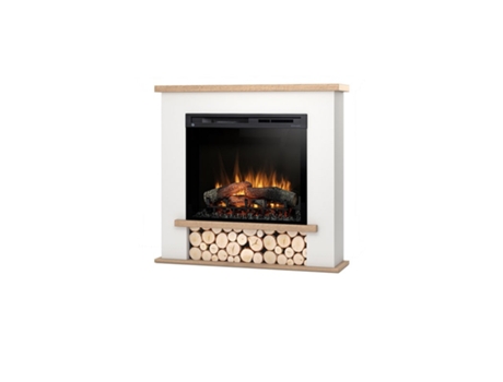Chimenea LED eléctrica de pie TULA 28' Blanco mate / Roble claro 106 x 100 x 28 OUTINFIRE