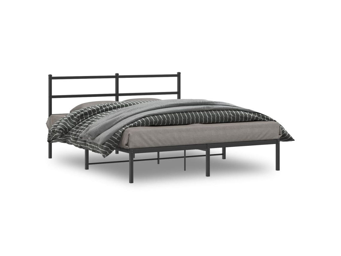 Estructura Cama Sin Colchón Con Cabecero Metal Negro 150x200 Cm