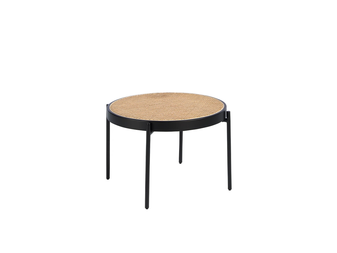 Mesa de Centro ANGEL CERDA (Negro y Beige - Rattan - Ø66 x 40 cm)