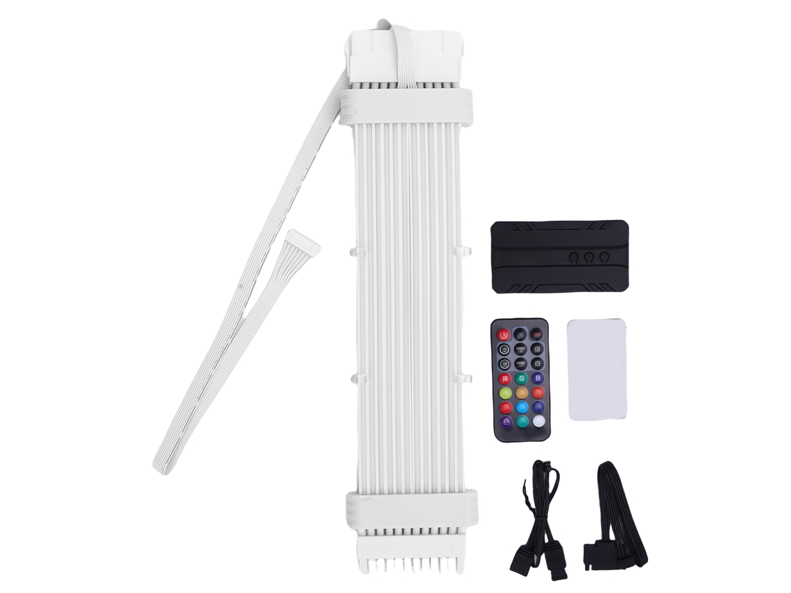 Cable De Extensión De Fuente De Alimentación Pc Argb Con Tiras Led Y Controlador Sk3 Me210 Blanco