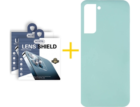 Carcasa + 2 Protectores de Cámara para Samsung Galaxy S22 Plus 5G ACCETEL Verde Agua