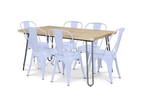 Pack Mesa Comedor Diseño Industrial 150Cm Pack 6 Sillas Comedor Diseño Industrial Hairpin Stylix TOLIX STYLE