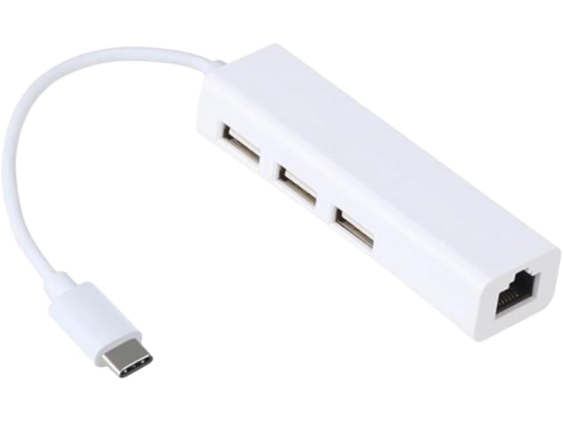 Adaptador Ethernet Usb-c Con Puerto Lan, Concentrador Y Puertos Usb Para Conexión De Red.