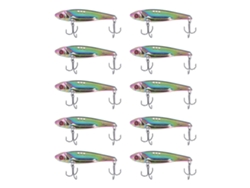 10 Señuelos Artificiales Con Forma De Pez, Fabricados En Aleación De Aluminio Con Aleta, Para Pesca.