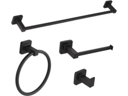 Juego de toalleros de baño, accesorios de baño de acero inoxidable, negro mate Gokoco