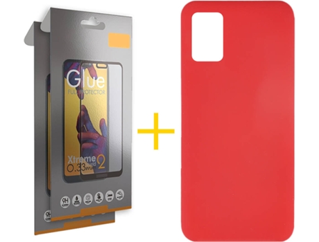 Funda y Protector 2x de Vidrio Full Samsung Galaxy A31 SKYHE Silicona Líquida Rojo