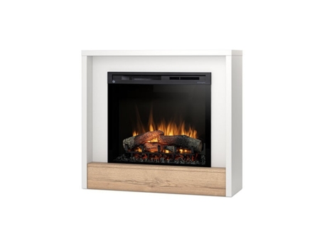 Chimenea LED eléctrica independiente KLAR 28' Blanco mate / Roble claro 100 x 90 x 32 OUTINFIRE