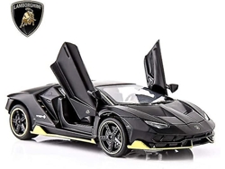 Coche Lamborghini LP770 escala 1:32 sonido luz fricción. Aleación zinc. Regalo niños negro.