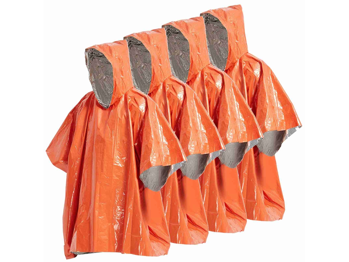 4 Pack Poncho De Chuva De Emergência Com Cobertor Térmico Resistente Ao Clima Para Camping E Sobrevivência Ao Ar Livre