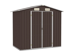 Caseta de jardín 205x129x183 cm acero galvanizado marrón LOVELY HOME