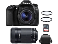 Cámara Reflex CANON EOS 80D + Objectivo EF-S 18-55MM F3.5-5.6 IS STM + Objectivo EF-S 55-250MM F4-5.6 IS STM + Bolsa + Tarjeta SD 16GB + HOYA UX UV 58MM Filtro + HOYA UX UV 58MM Filtro (APS-C)