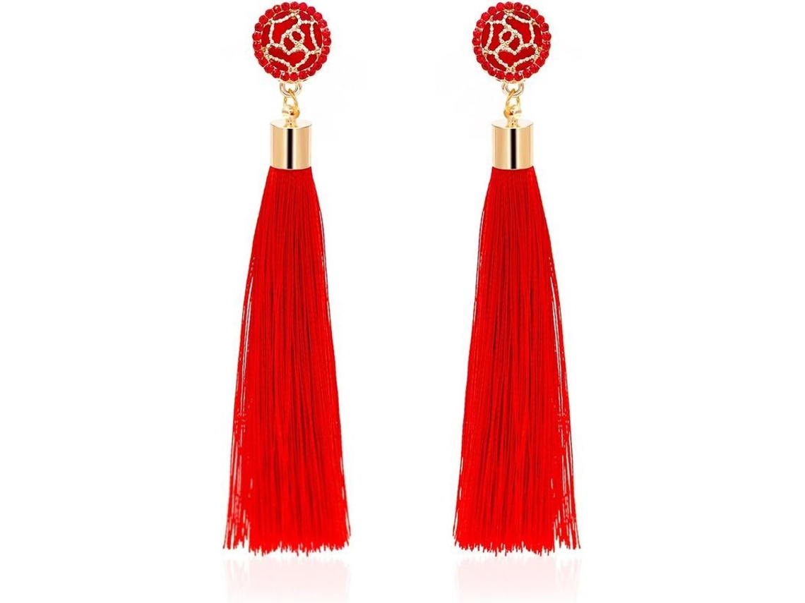Pendientes Largos Colgantes Con Borlas De Rosas, Estilo Bohemio, Cristales Artificiales, Ligeros Y Elegantes.