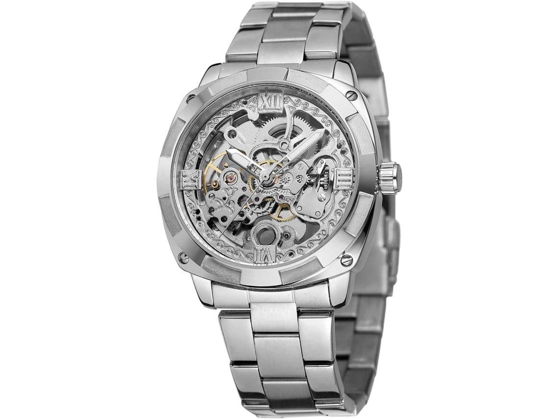Reloj De Pulso Mecánico Automático De Viento Automático De Plata Militar Para Hombre Con Brazalete Yuysan