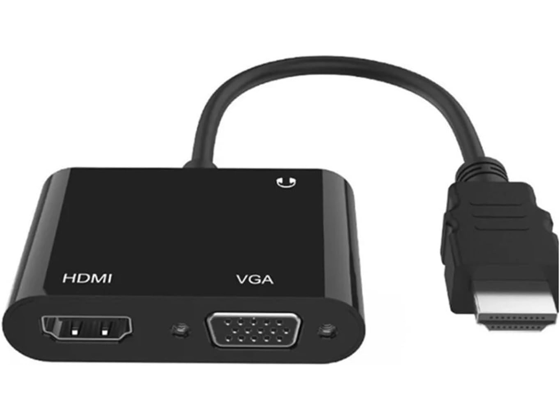Adaptador Divisor 2 En 1 A Vga 1080p Con Convertidor De 3,5 Mm